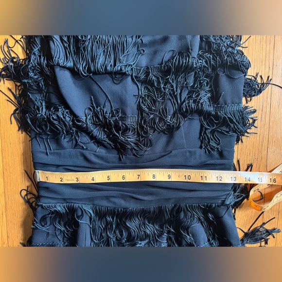 50s Vintage Black Fringe Wiggle Dress - Picture 8 of 10